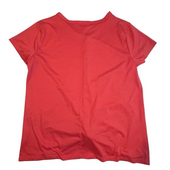 Bobbie Brooks Blouse Womens 1X Pink Coral Basic Knit Front Knot Casual Soft Top - Picture 2 of 7